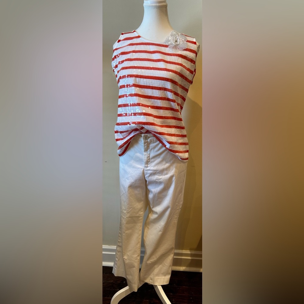 Banana Republic Harrison Fit Capri Cropped Off White Crop Pants Women Sz 8